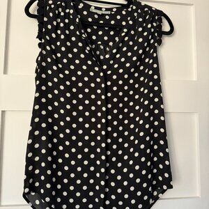 Daniel Rainn Black & White Polka Dot Top, Size XS